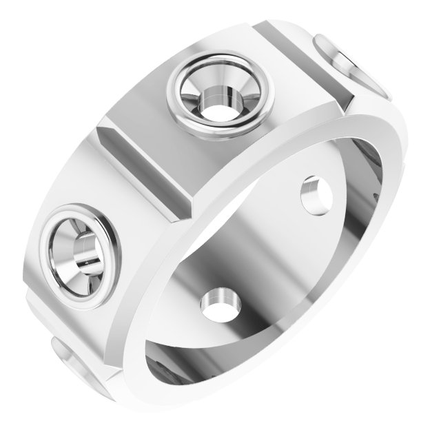 Bezel-Set Beveled-Edge Geometric Band