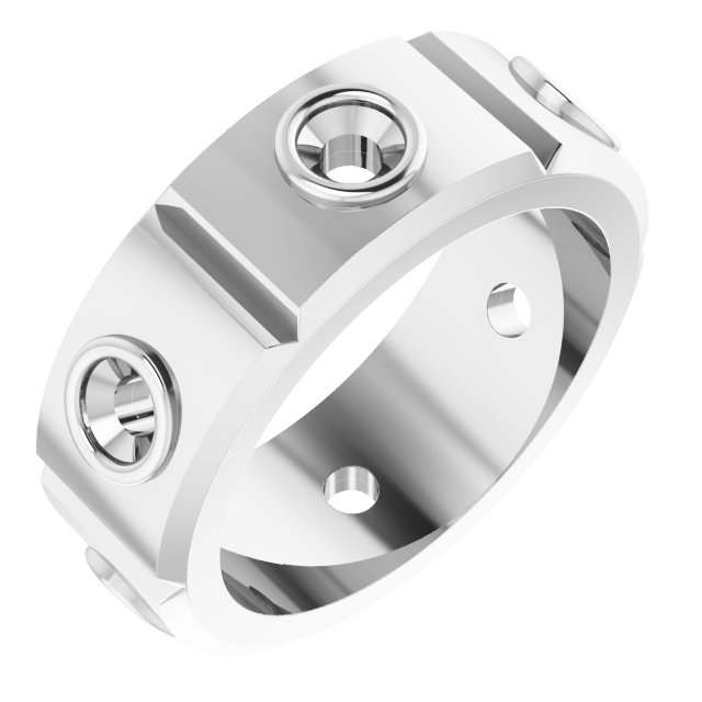 Bezel-Set Beveled-Edge Geometric Band