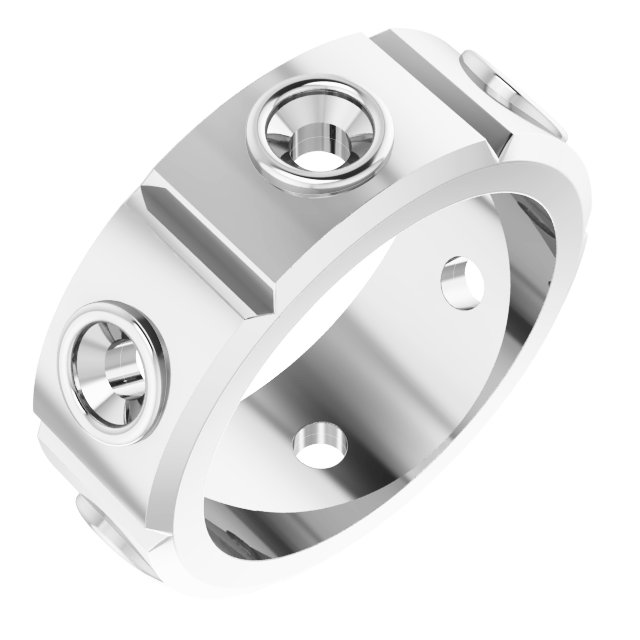 Bezel-Set Beveled-Edge Geometric Band