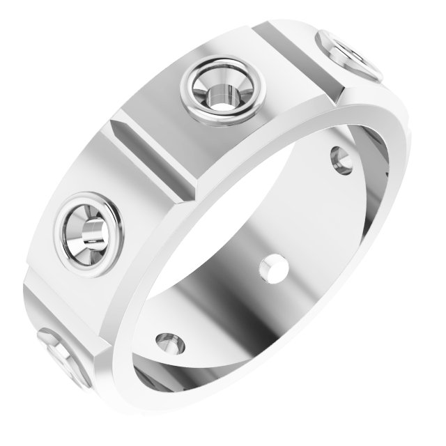 Bezel-Set Beveled-Edge Geometric Band