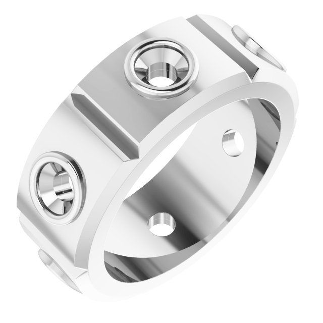 Bezel-Set Beveled-Edge Geometric Band