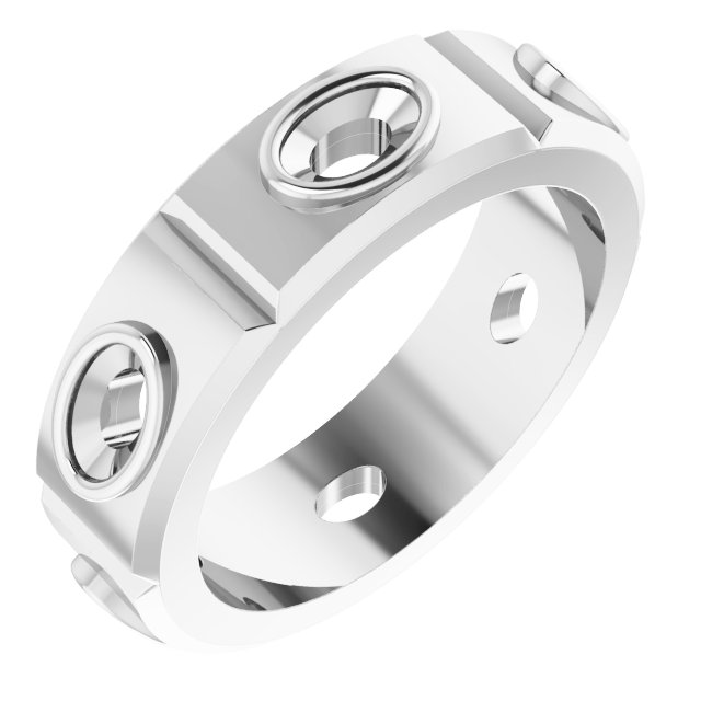 Bezel-Set Beveled-Edge Geometric Band