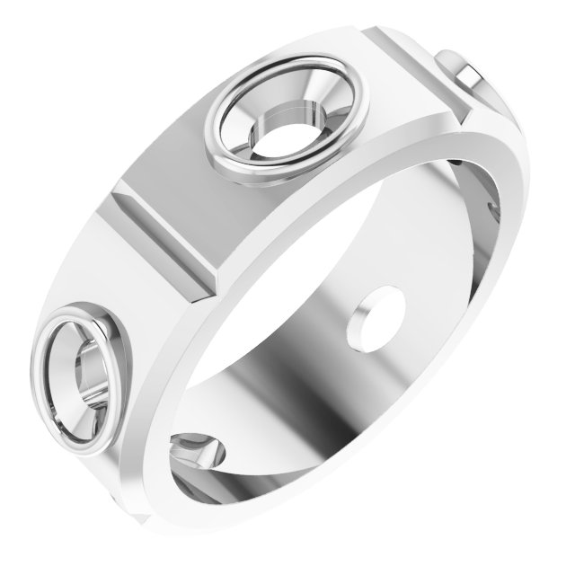 Bezel-Set Beveled-Edge Geometric Band