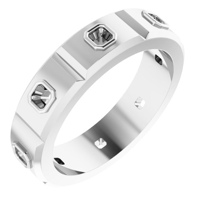 Bezel-Set Beveled-Edge Geometric Band