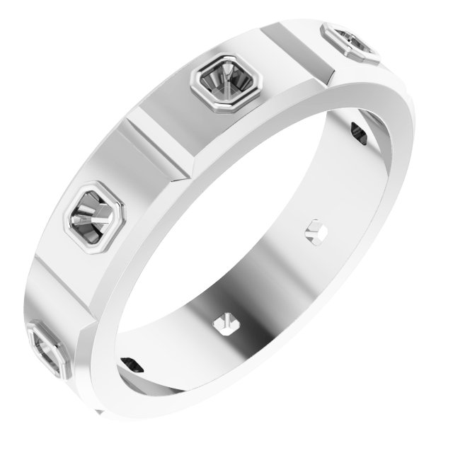 Bezel-Set Beveled-Edge Geometric Band