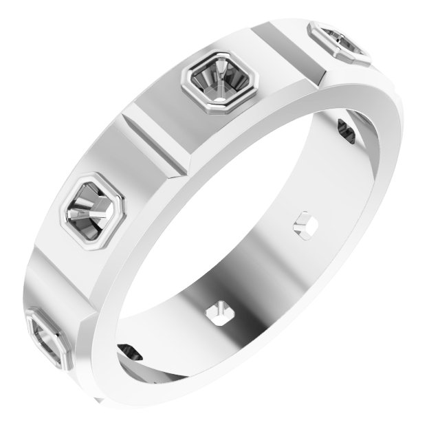 Bezel-Set Beveled-Edge Geometric Band