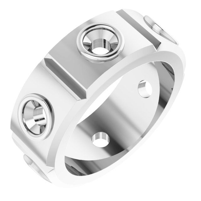Bezel-Set Beveled-Edge Geometric Band