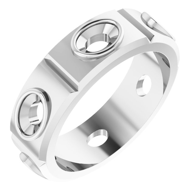 Bezel-Set Beveled-Edge Geometric Band