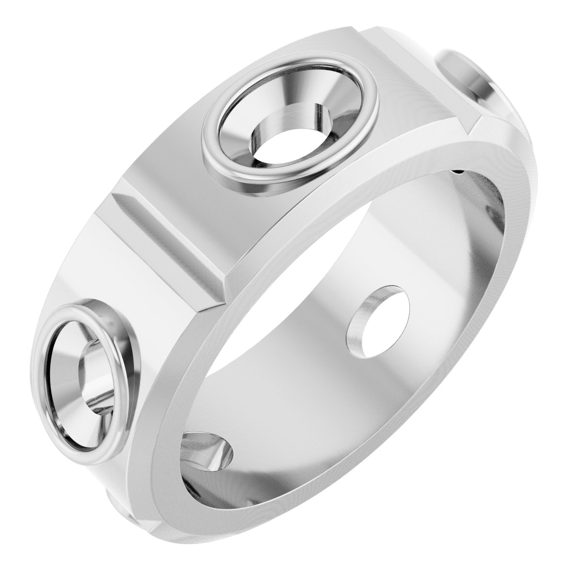 Bezel-Set Beveled-Edge Geometric Band