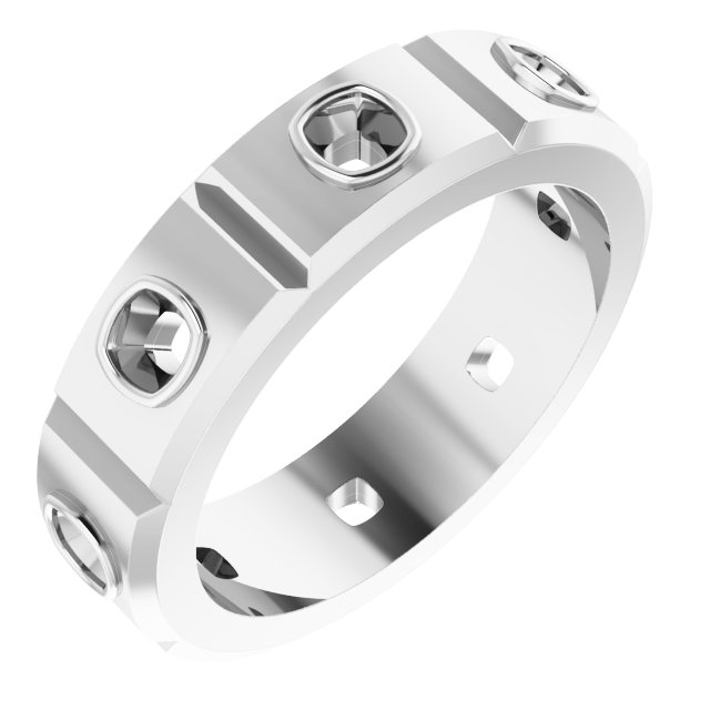 Bezel-Set Beveled-Edge Geometric Band