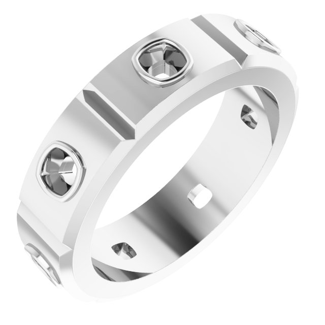 Bezel-Set Beveled-Edge Geometric Band