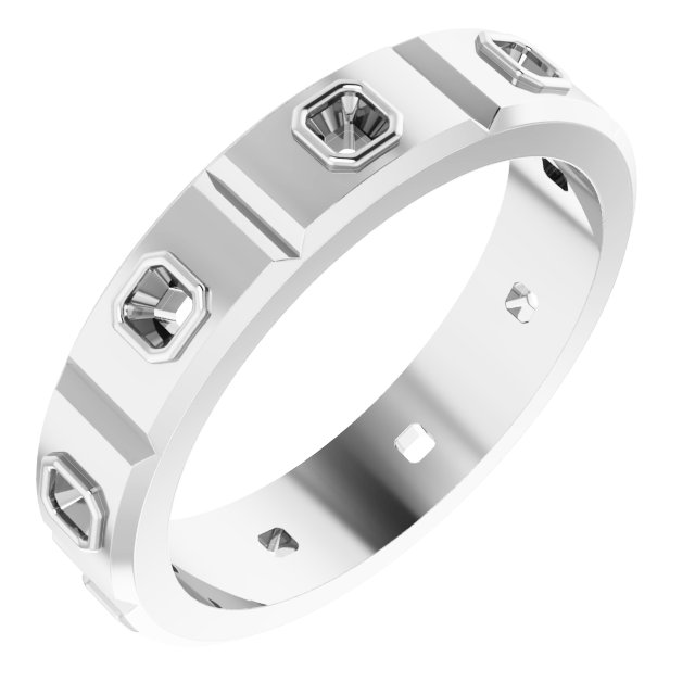 Bezel-Set Beveled-Edge Geometric Band