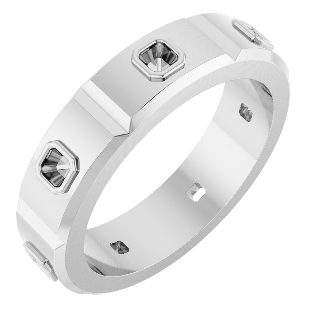 Bezel-Set Beveled-Edge Geometric Band