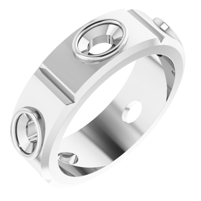 Bezel-Set Beveled-Edge Geometric Band