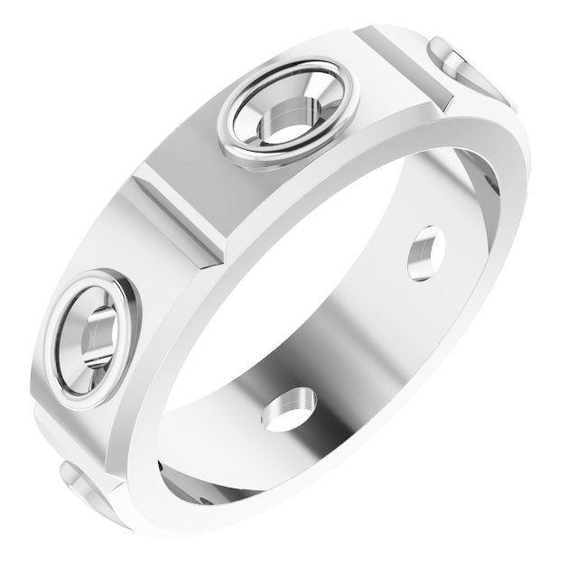 Bezel-Set Beveled-Edge Geometric Band