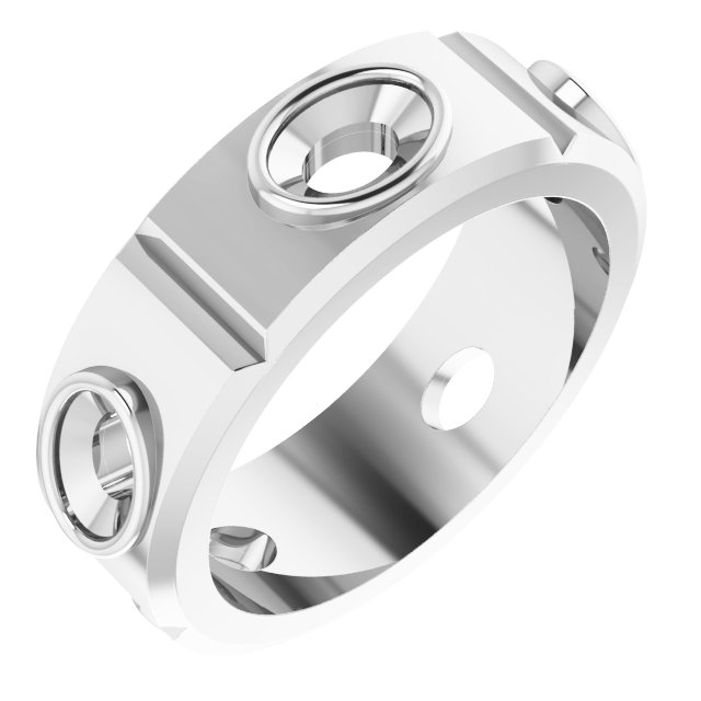 Bezel-Set Beveled-Edge Geometric Band