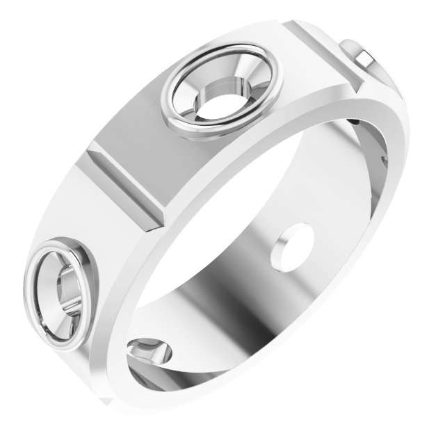 Bezel-Set Beveled-Edge Geometric Band