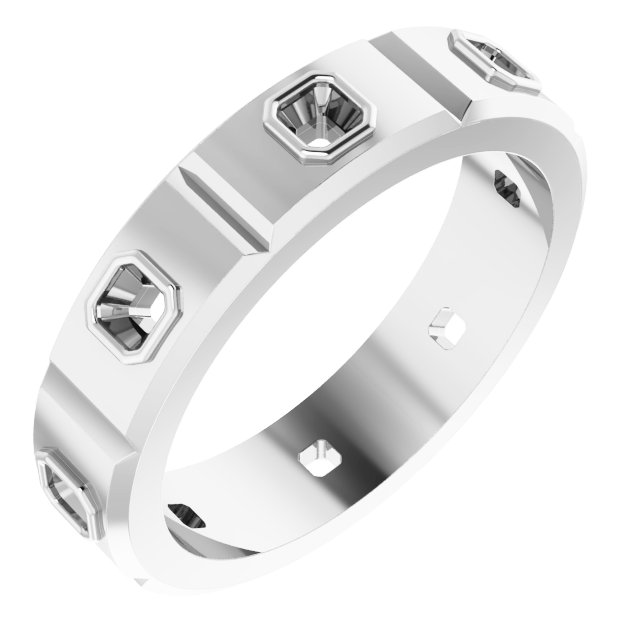 Bezel-Set Beveled-Edge Geometric Band
