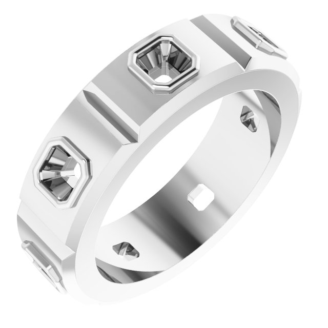 Bezel-Set Beveled-Edge Geometric Band