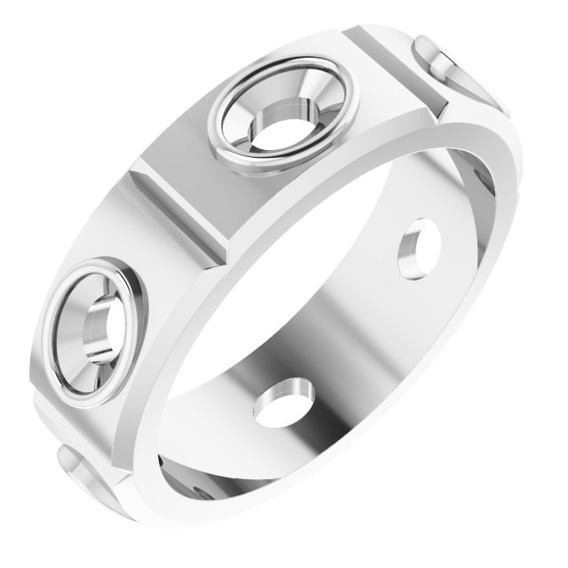Bezel-Set Beveled-Edge Geometric Band