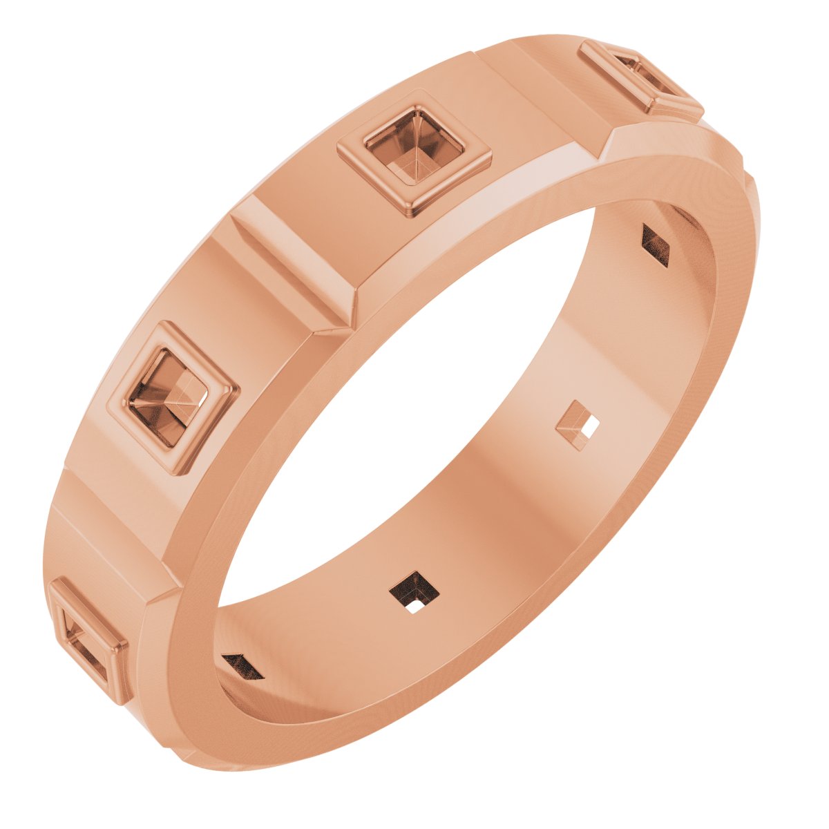 Bezel-Set Beveled-Edge Geometric Band
