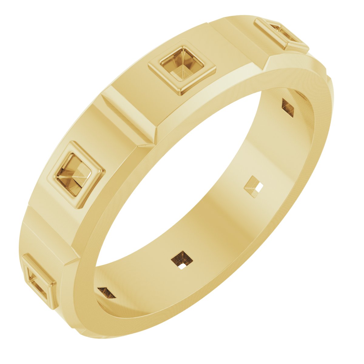 Bezel-Set Beveled-Edge Geometric Band