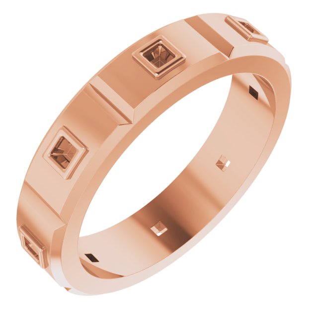 Bezel-Set Beveled-Edge Geometric Band