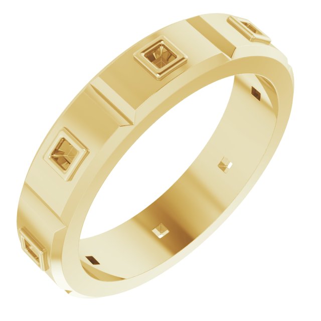 Bezel-Set Beveled-Edge Geometric Band