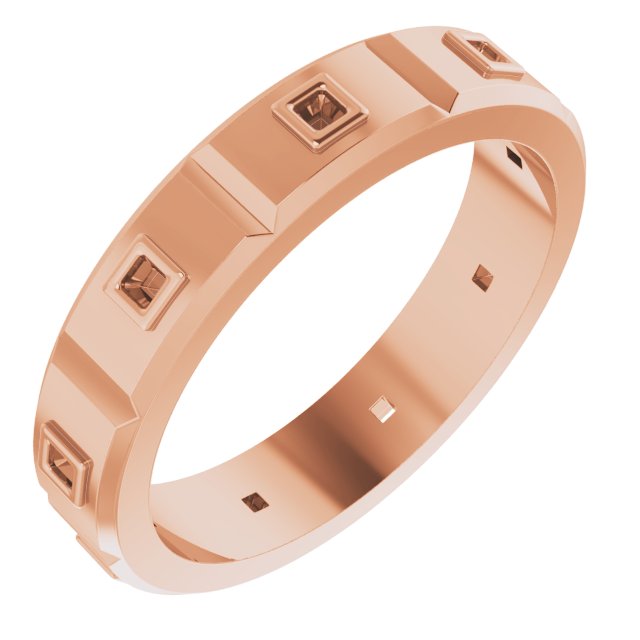 Bezel-Set Beveled-Edge Geometric Band