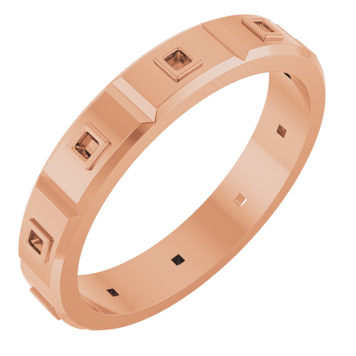 Bezel-Set Beveled-Edge Geometric Band