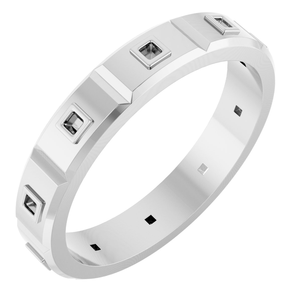 Bezel-Set Beveled-Edge Geometric Band