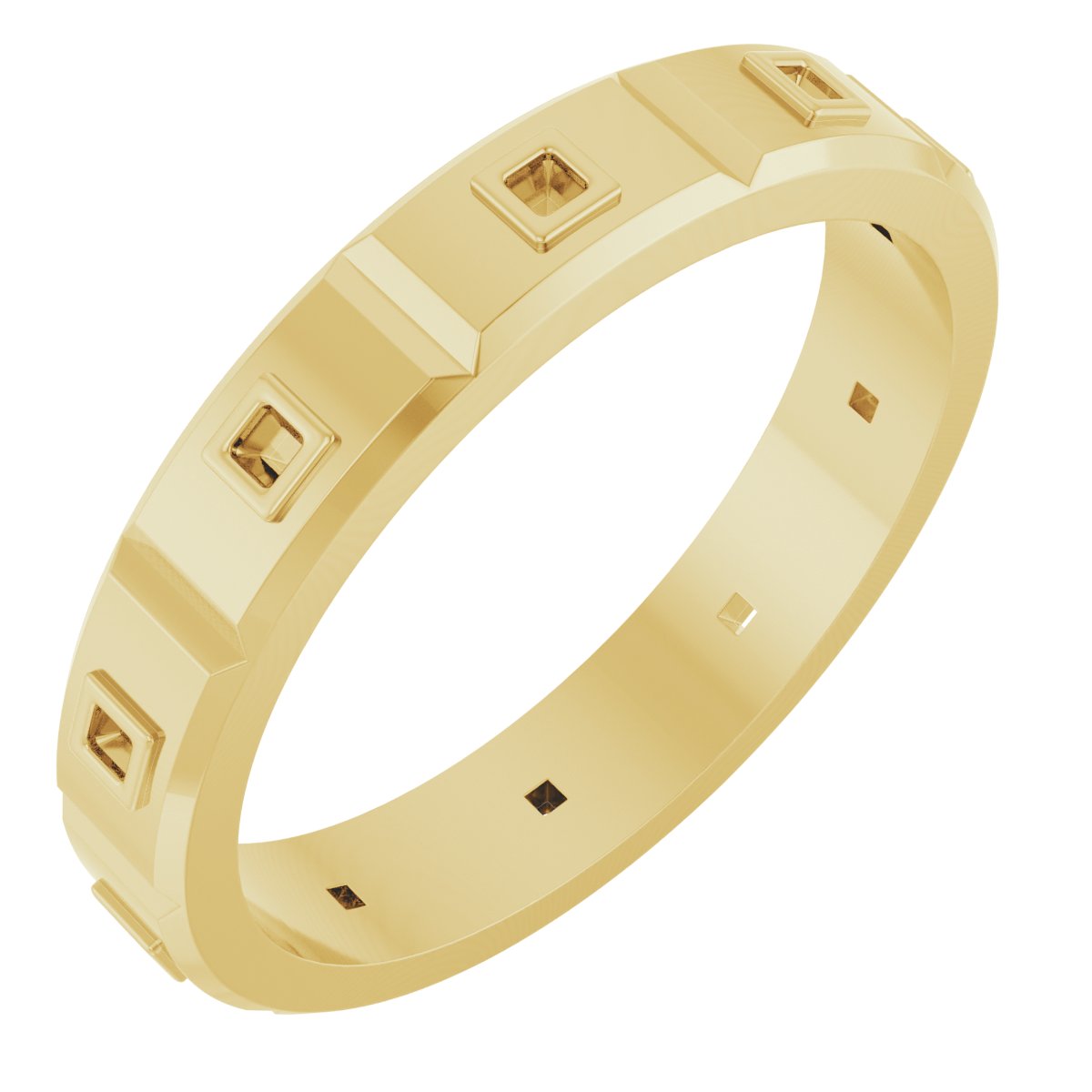 Bezel-Set Beveled-Edge Geometric Band