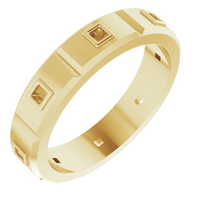 Bezel-Set Beveled-Edge Geometric Band