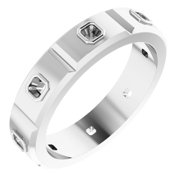 Bezel-Set Beveled-Edge Geometric Band