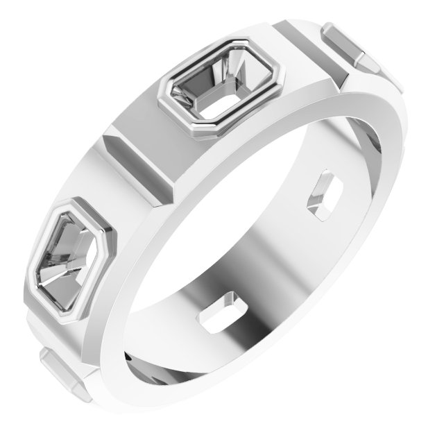 Bezel-Set Beveled-Edge Geometric Band
