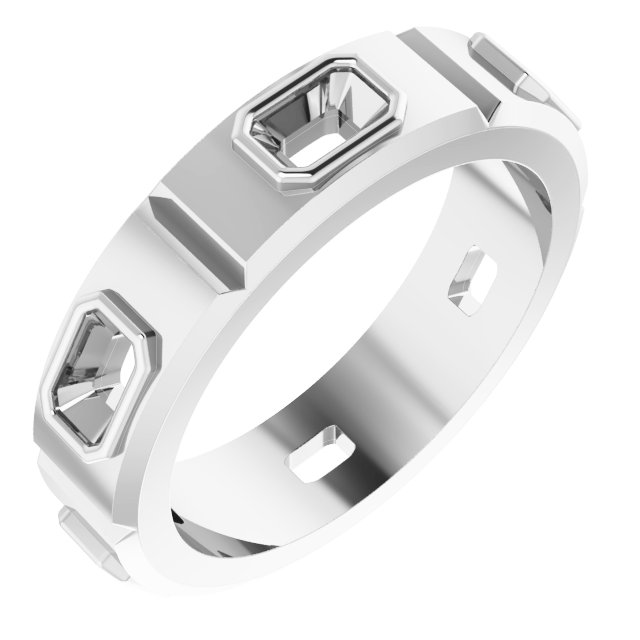 Bezel-Set Beveled-Edge Geometric Band