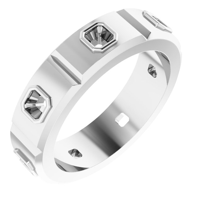 Bezel-Set Beveled-Edge Geometric Band