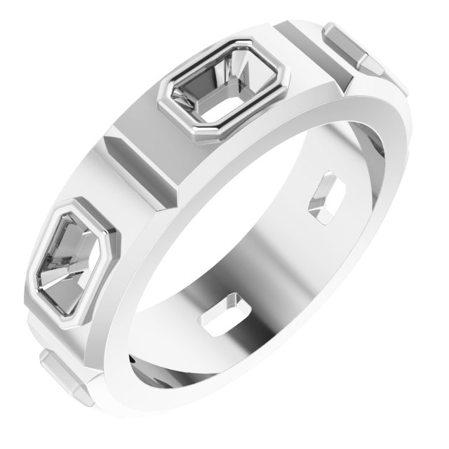 Bezel-Set Beveled-Edge Geometric Band