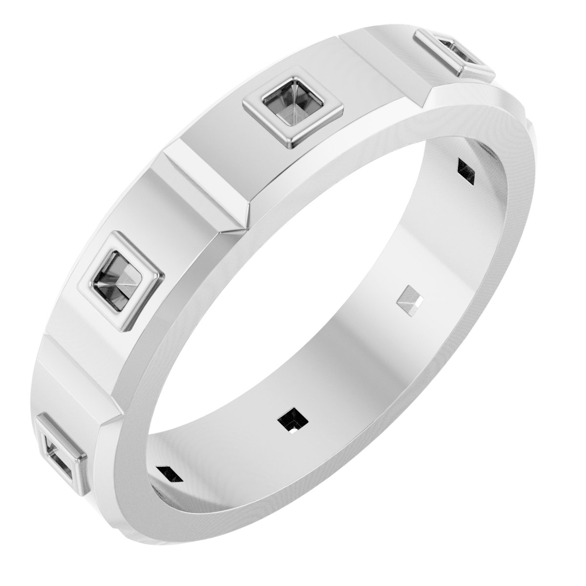 Bezel-Set Beveled-Edge Geometric Band
