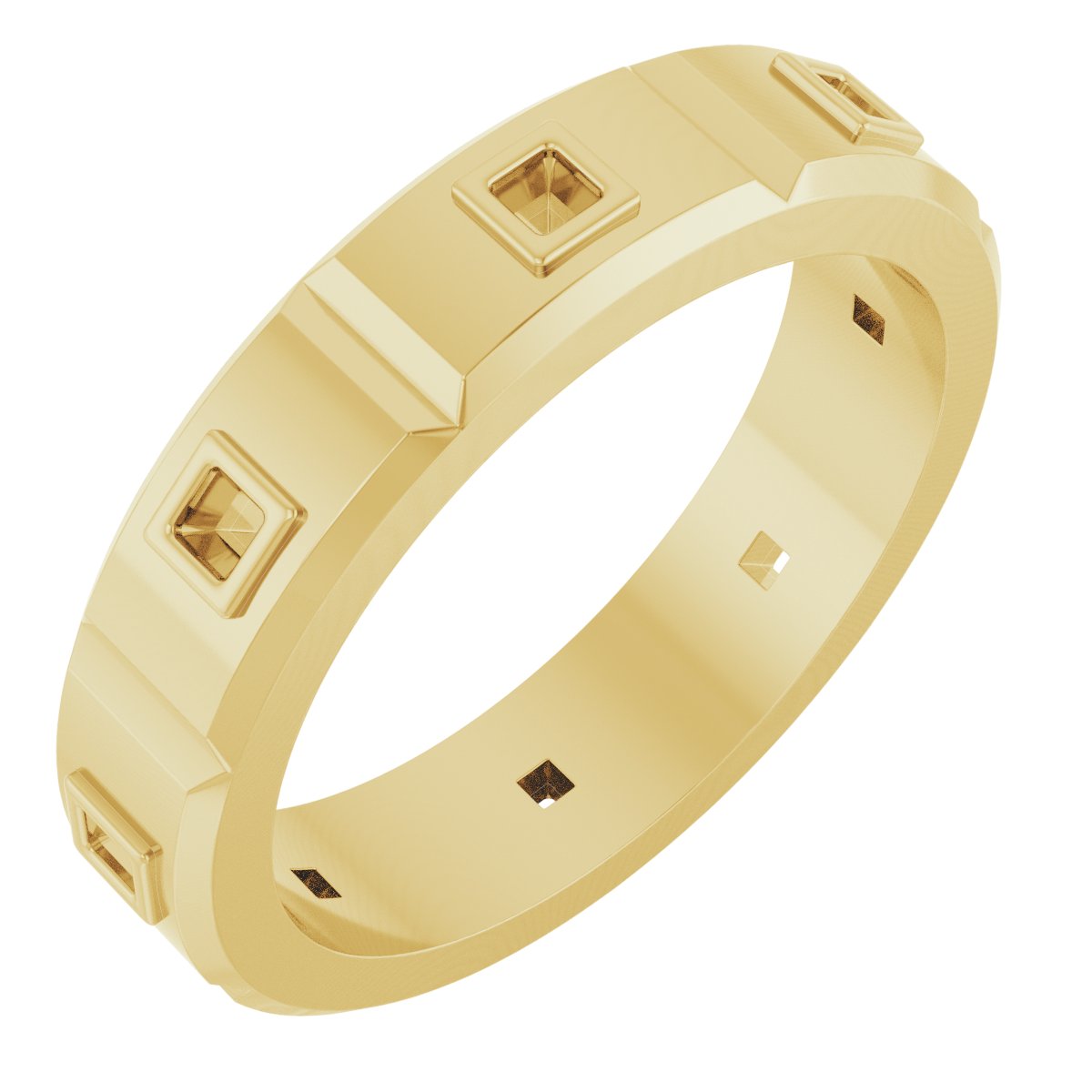 Bezel-Set Beveled-Edge Geometric Band
