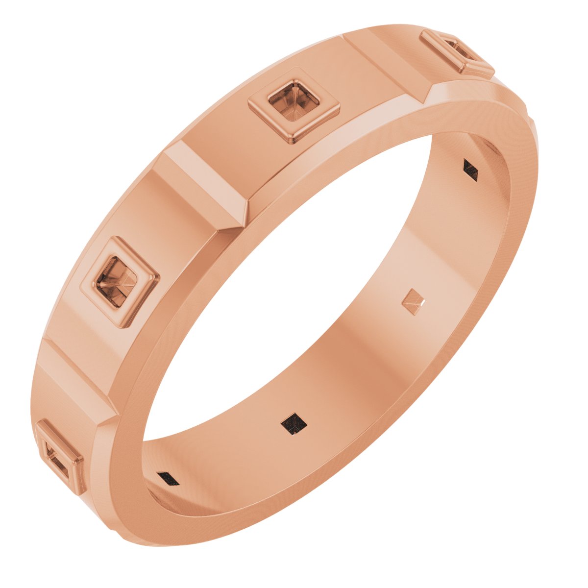 Bezel-Set Beveled-Edge Geometric Band