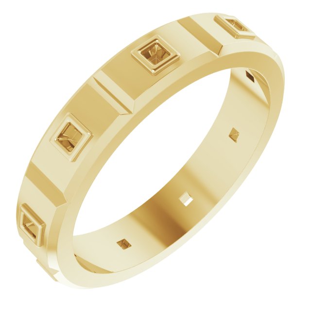 Bezel-Set Beveled-Edge Geometric Band