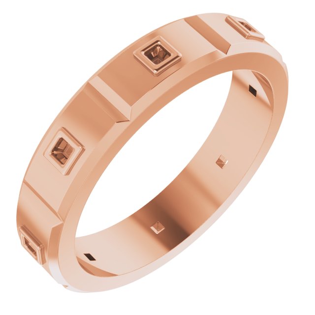 Bezel-Set Beveled-Edge Geometric Band