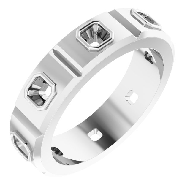 Bezel-Set Beveled-Edge Geometric Band