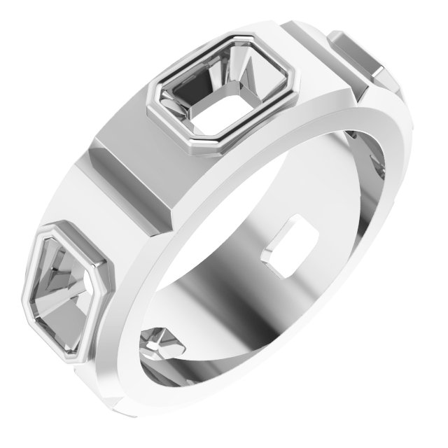 Bezel-Set Beveled-Edge Geometric Band