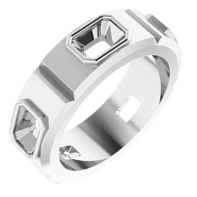 Bezel-Set Beveled-Edge Geometric Band