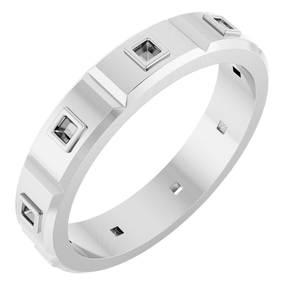 Bezel-Set Beveled-Edge Geometric Band