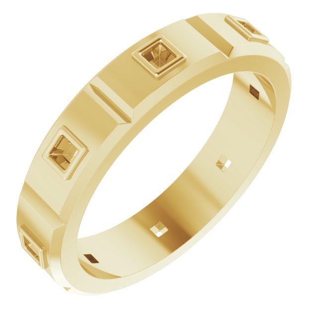Bezel-Set Beveled-Edge Geometric Band