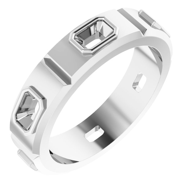 Bezel-Set Beveled-Edge Geometric Band