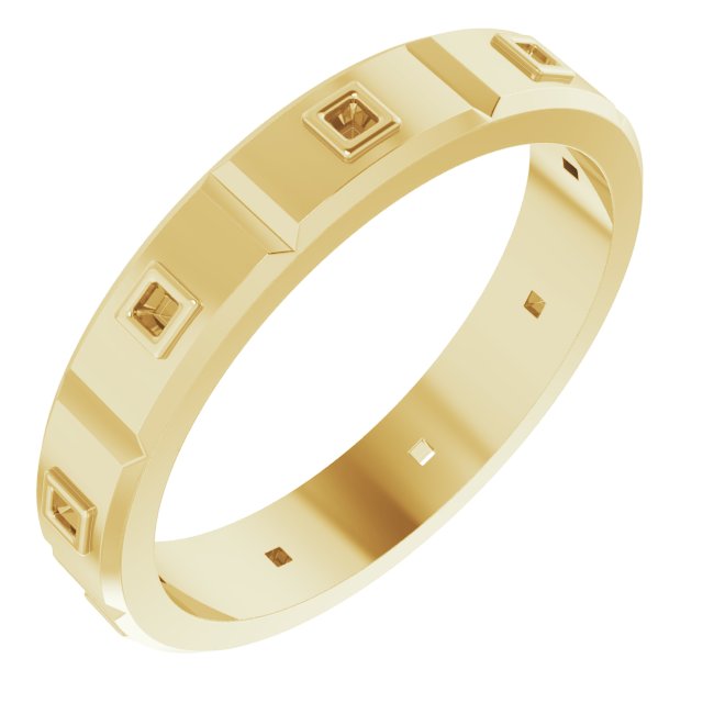Bezel-Set Beveled-Edge Geometric Band
